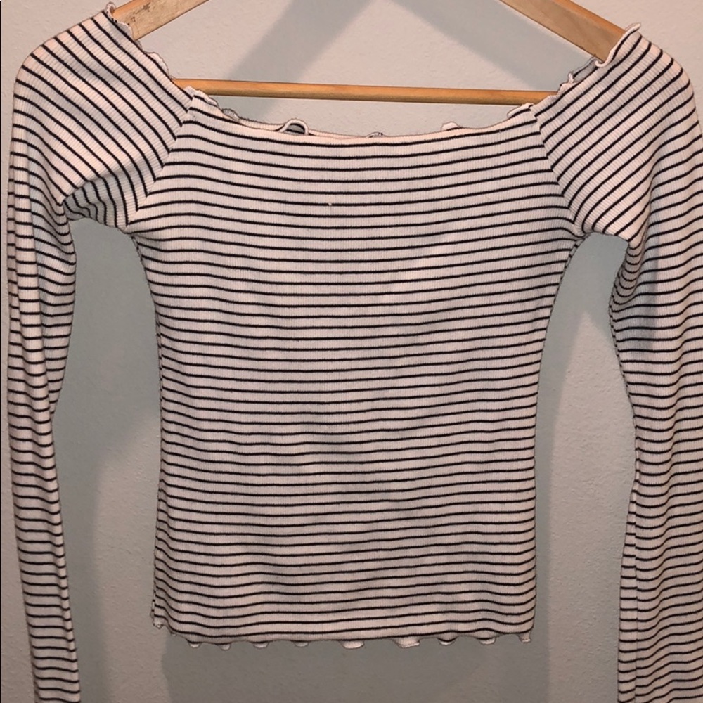 Striped off the shoulder long sleeve